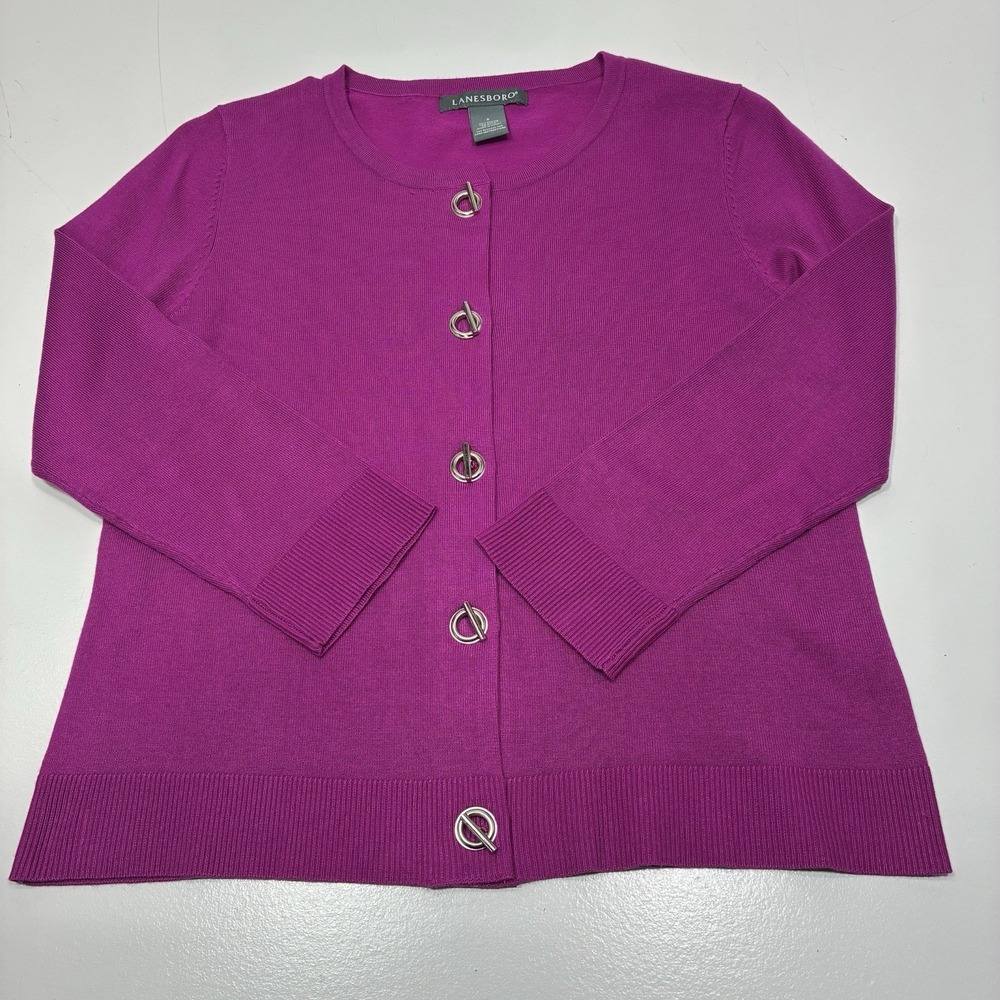 Lanesboro Women Cardigan Size Small Magenta Cottagecore Coquette Classic‎ Fit